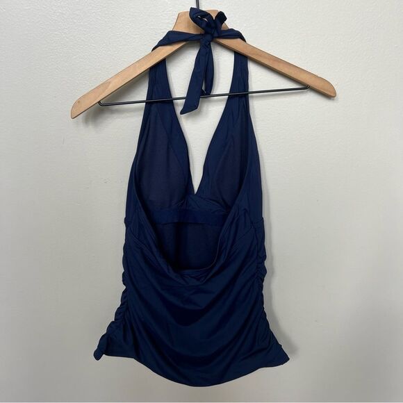 Athleta Shirrendipity Tankini Halter Top Navy Swimsuit Top Size Medium Tall - Picture 5 of 10